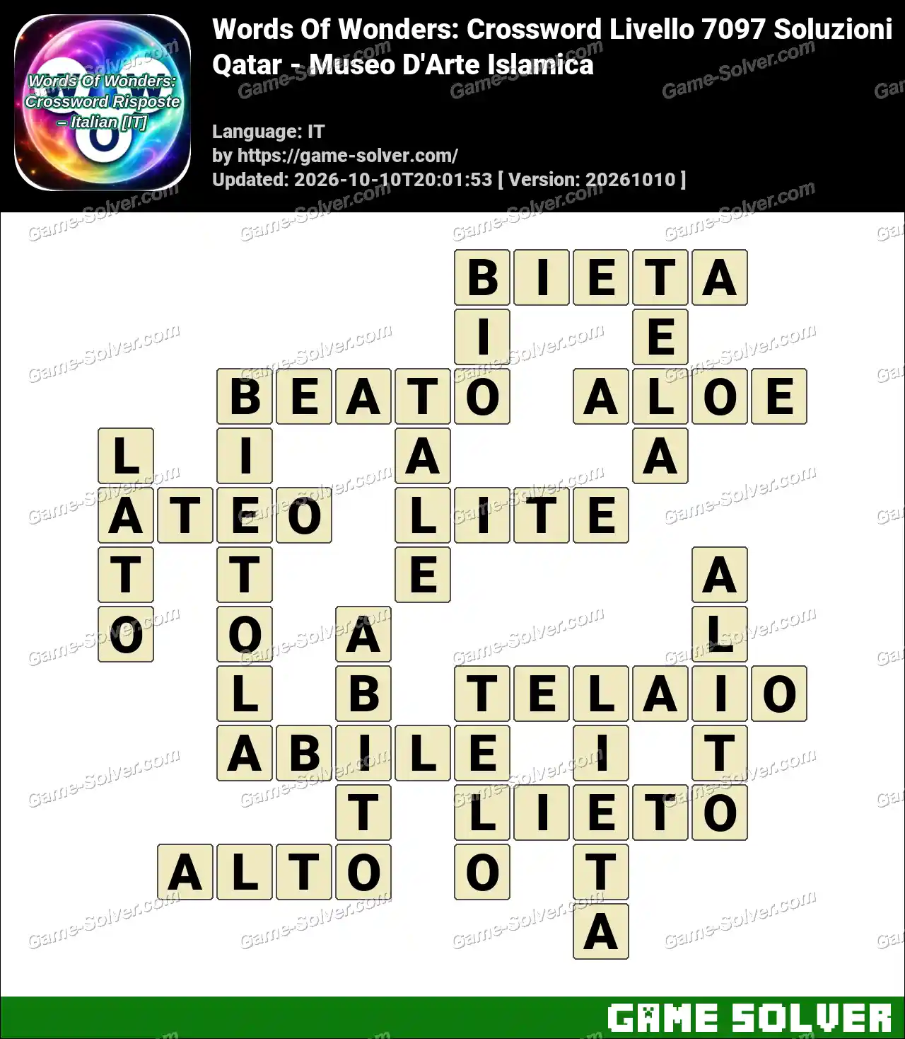 Words Of Wonders: Crossword Livello 7097 Soluzioni – Qatar – Museo D’Arte Islamica